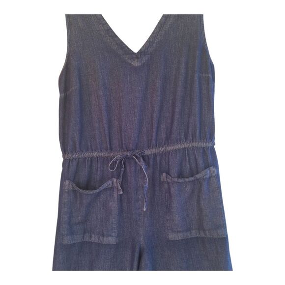 Waist Defined Utility Jumpsuit Old Navy Sleeveless Chambray V Neck Wide Leg L - Picture 6 of 16